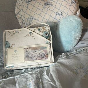 NWT SIMPLY SHABBY CHIC KING DUVET SET IN AQUA ROSE